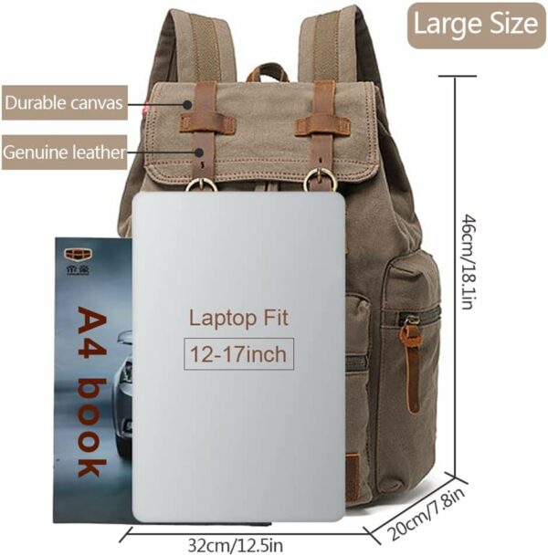 High Capacity Canvas Vintage Backpack, 12 17 Inch Laptop 2